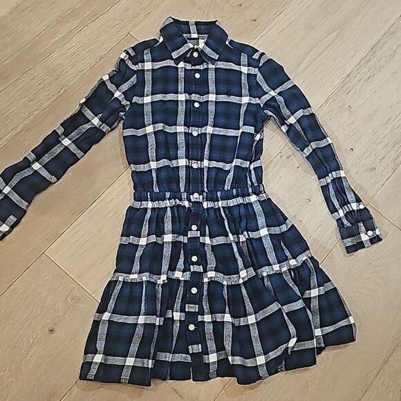 Ralph Lauren plaid tiered flannel shirtdress size 8 cotton - Picture 2 of 13